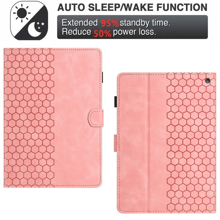 For Amazon Kindle Fire 7 2022 Honeycomb Embossed Leather Smart Tablet Case
