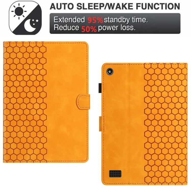 For Amazon Kindle Fire HD8 2017 / 2018 Honeycomb Embossed Leather Smart Tablet Case