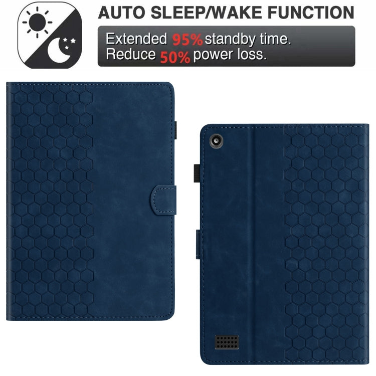 For Amazon Kindle Fire HD8 2017 / 2018 Honeycomb Embossed Leather Smart Tablet Case