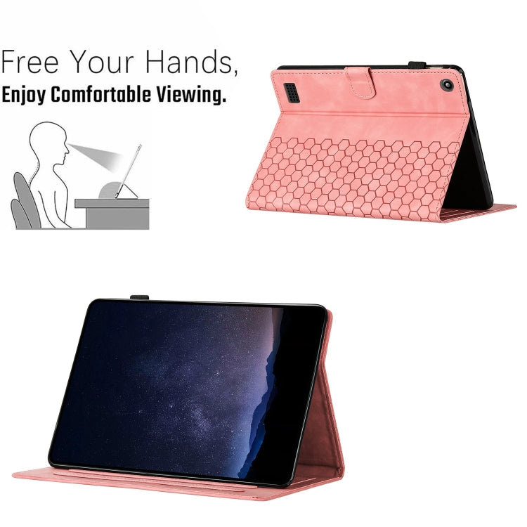 For Amazon Kindle Fire HD8 2017 / 2018 Honeycomb Embossed Leather Smart Tablet Case