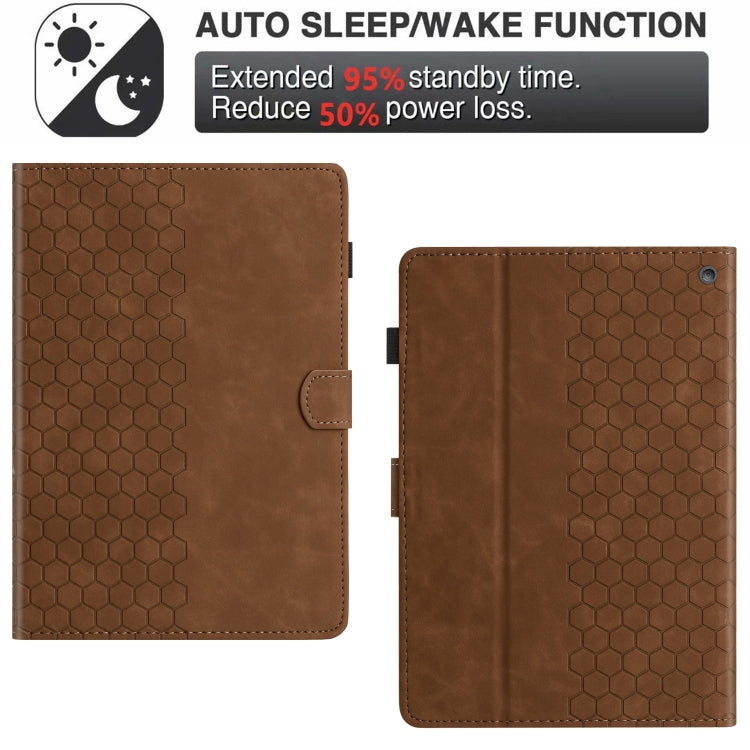 For Amazon Kindle Fire HD8 Plus 2022 Honeycomb Embossed Leather Smart Tablet Case