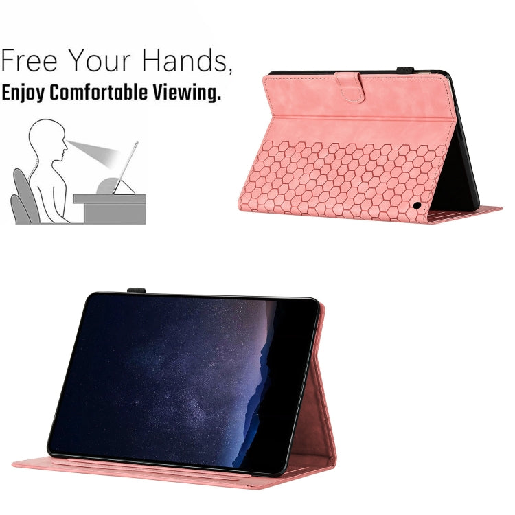 For Amazon Kindle Fire HD8 Plus 2022 Honeycomb Embossed Leather Smart Tablet Case