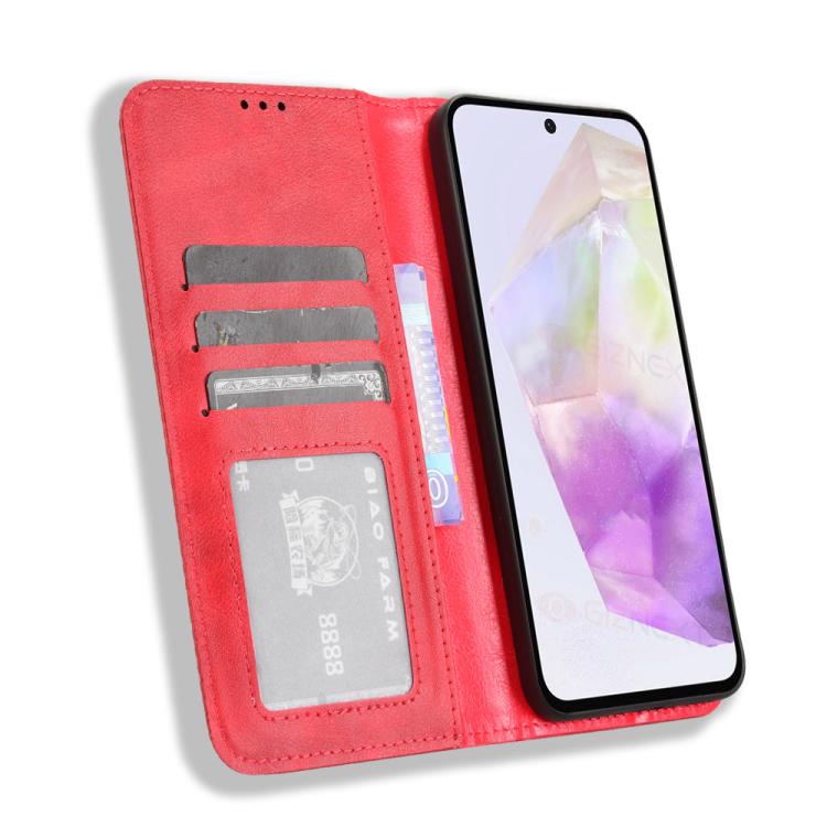 For Samsung Galaxy A36 5G Magnetic Buckle Retro Texture Leather Phone Case