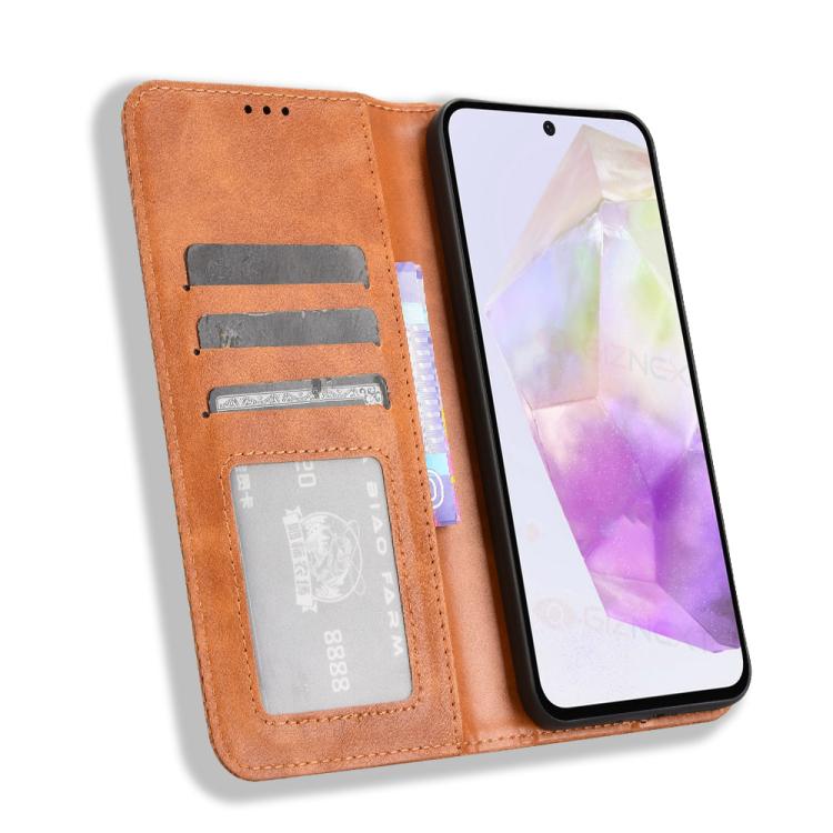 For Samsung Galaxy A36 5G Magnetic Buckle Retro Texture Leather Phone Case