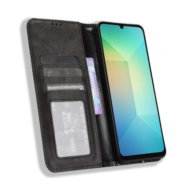 For Samsung Galaxy A06 5G Magnetic Buckle Retro Texture Leather Phone Case