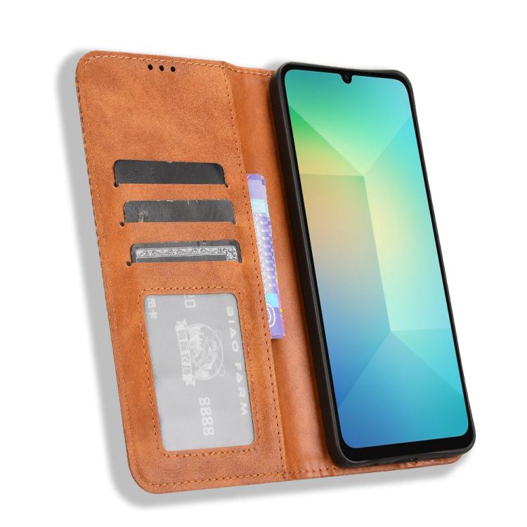 For Samsung Galaxy A06 5G Magnetic Buckle Retro Texture Leather Phone Case