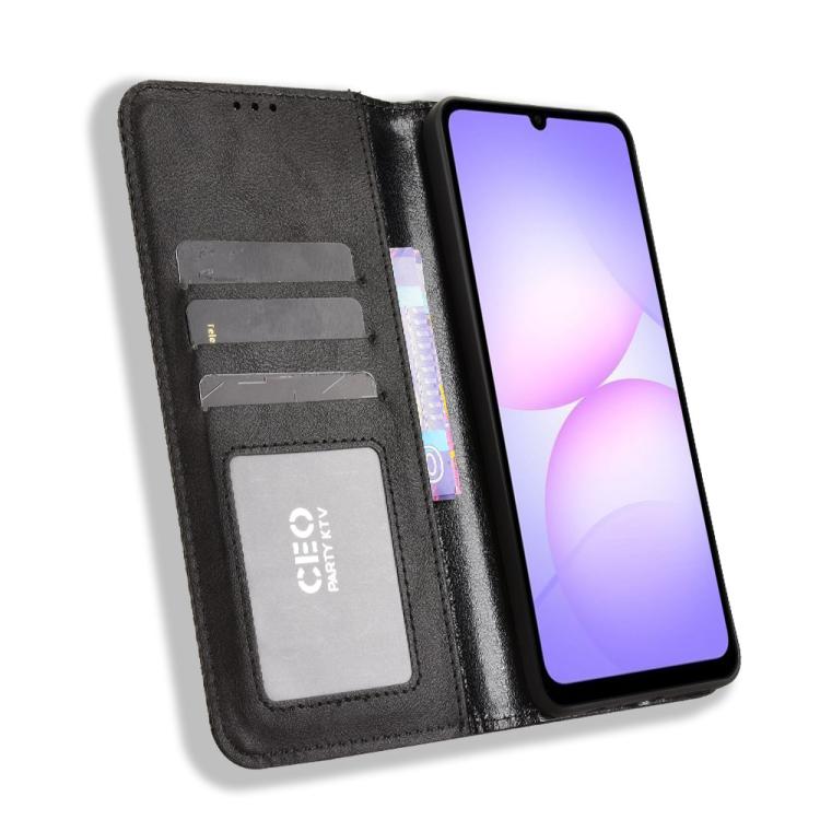 For Samsung Galaxy A07 4G Magnetic Buckle Retro Texture Leather Phone Case
