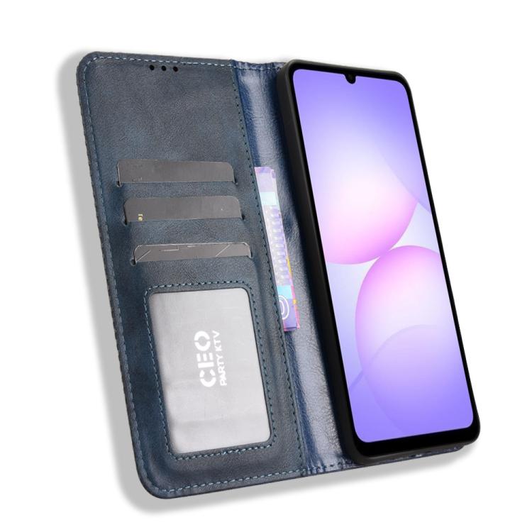 For Samsung Galaxy A07 4G Magnetic Buckle Retro Texture Leather Phone Case