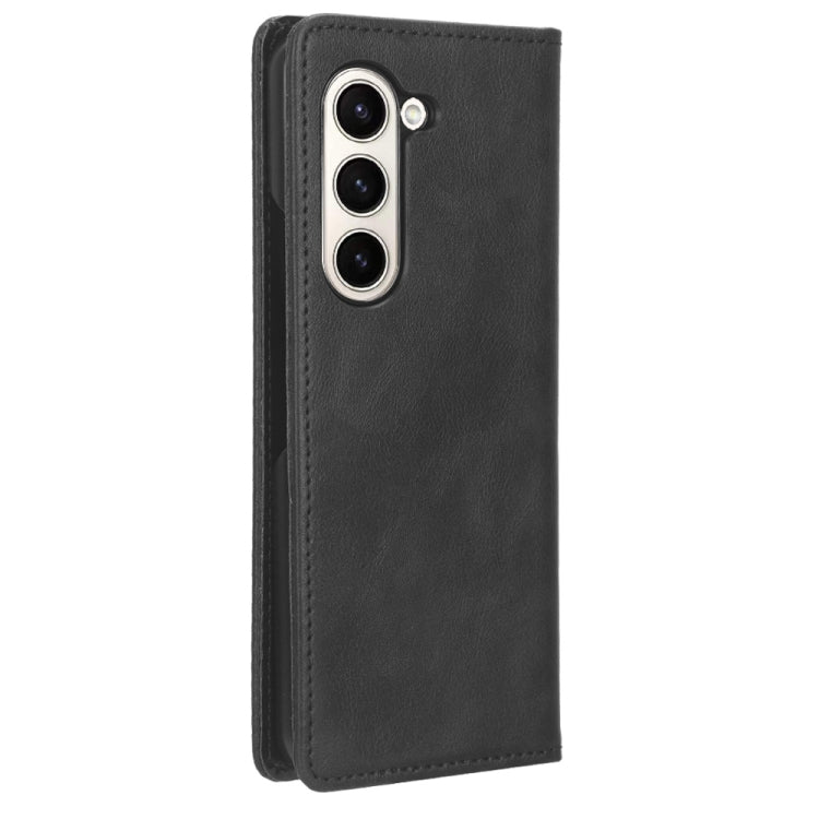 For Samsung Galaxy Z Fold6 Magnetic Buckle Retro Texture Leather Phone Case
