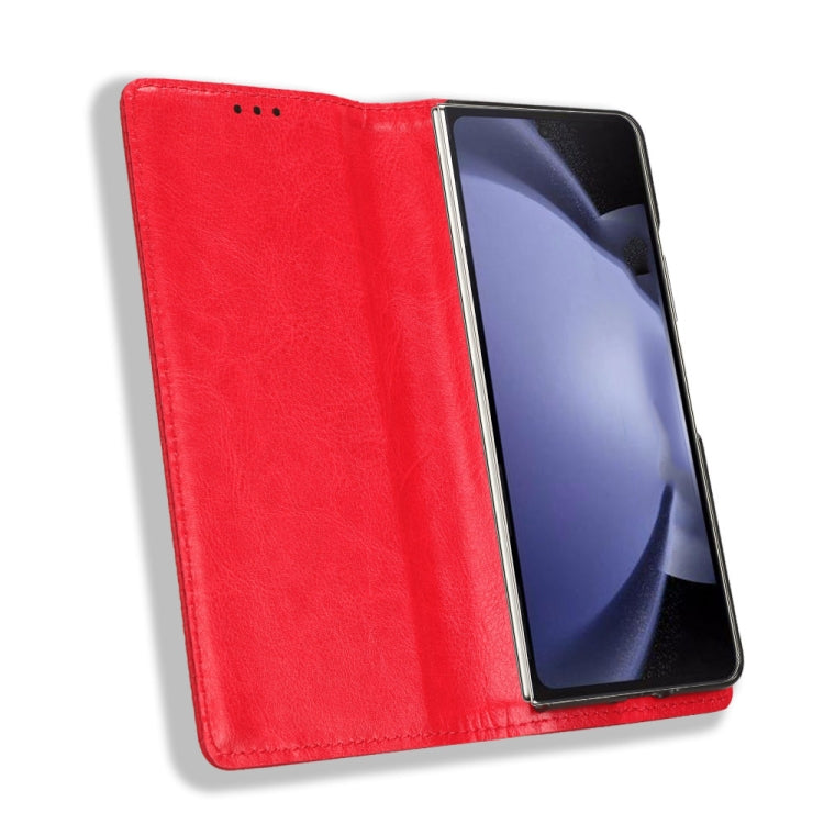 For Samsung Galaxy Z Fold6 Magnetic Buckle Retro Texture Leather Phone Case