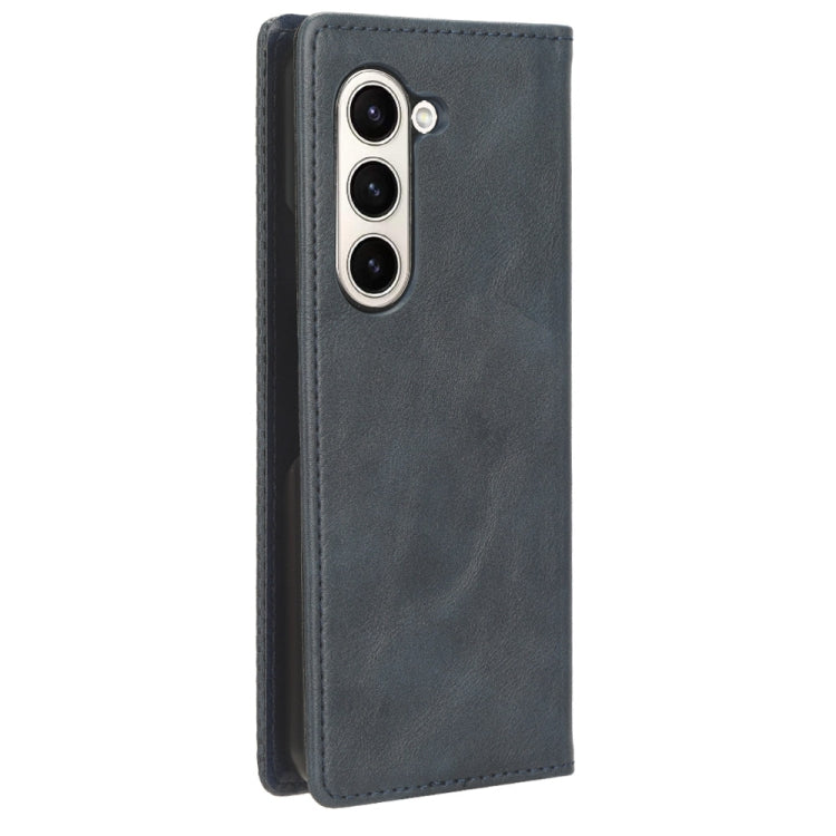 For Samsung Galaxy Z Fold6 Magnetic Buckle Retro Texture Leather Phone Case