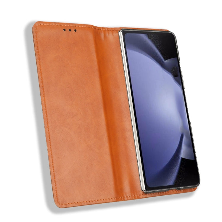 For Samsung Galaxy Z Fold6 Magnetic Buckle Retro Texture Leather Phone Case