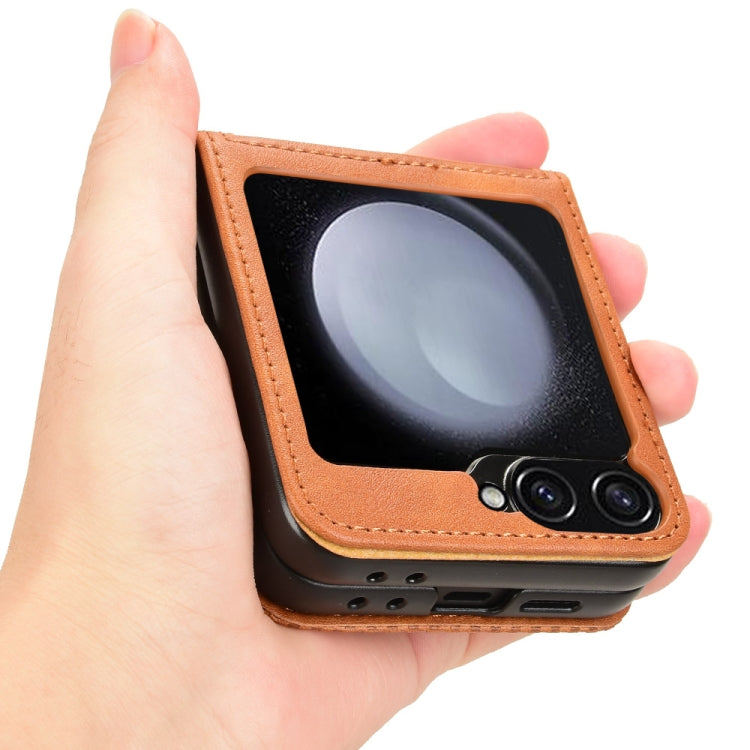 For Samsung Galaxy Z Flip7 FE / Z Flip6 Magnetic Buckle Retro Texture Leather Phone Case