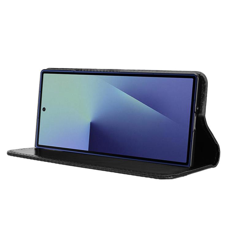 For Samsung Galaxy Z Fold7 with Pen Slot Magnetic Buckle Retro Texture Leather Phone Case