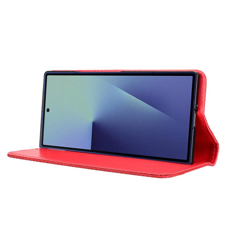 For Samsung Galaxy Z Fold7 with Pen Slot Magnetic Buckle Retro Texture Leather Phone Case
