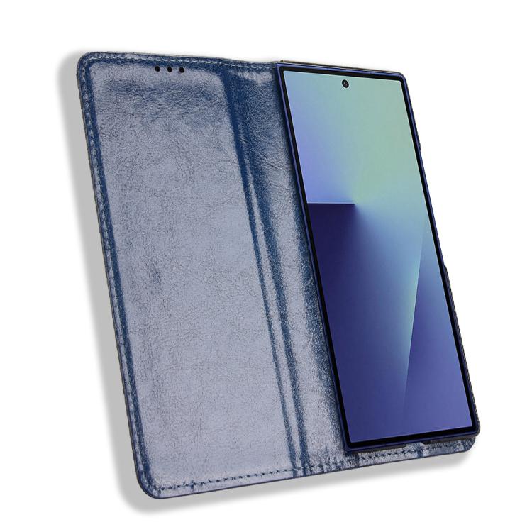 For Samsung Galaxy Z Fold7 with Pen Slot Magnetic Buckle Retro Texture Leather Phone Case