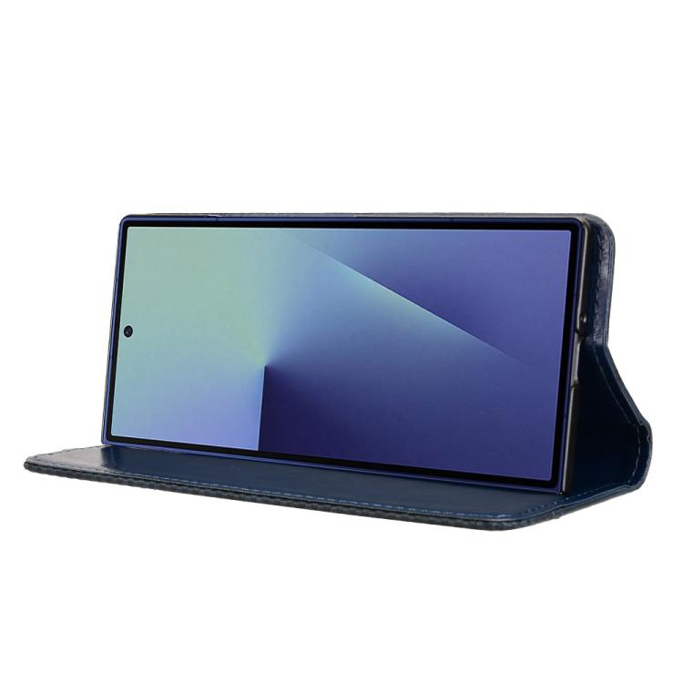 For Samsung Galaxy Z Fold7 with Pen Slot Magnetic Buckle Retro Texture Leather Phone Case