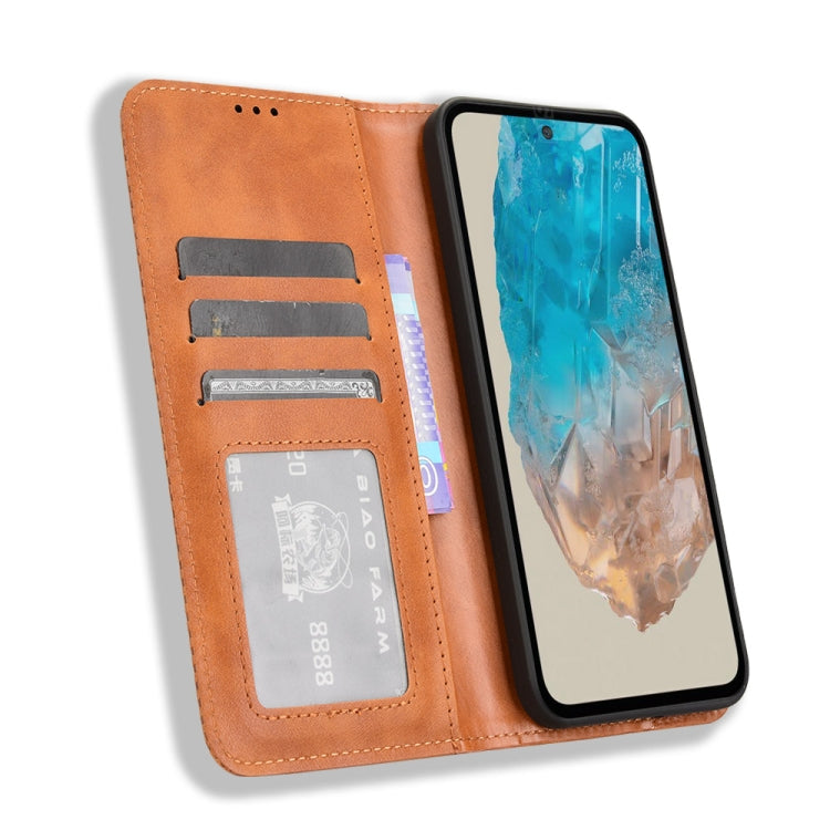 For Samsung Galaxy M35 5G Magnetic Buckle Retro Texture Leather Phone Case