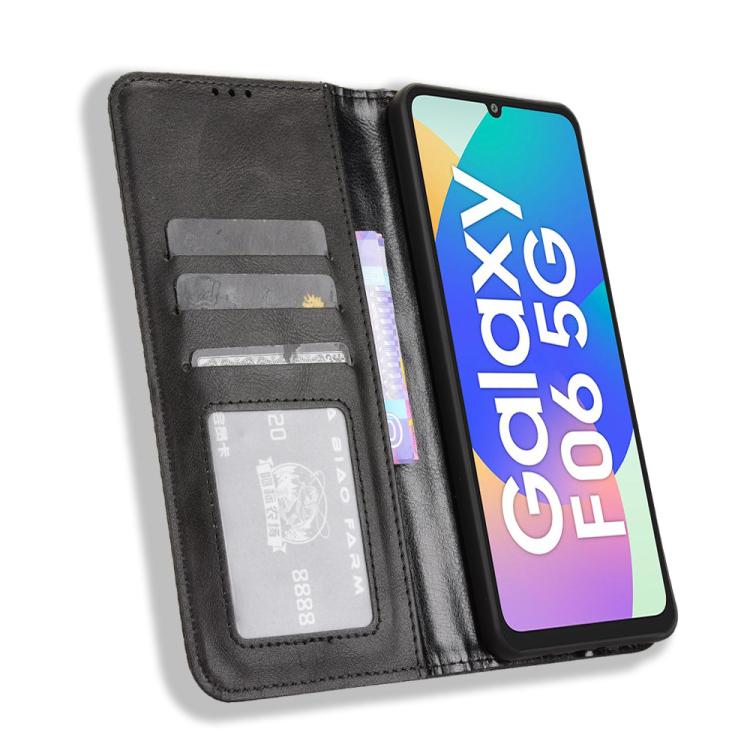 For Samsung Galaxy F06 5G / M06 5G Magnetic Buckle Retro Texture Leather Phone Case