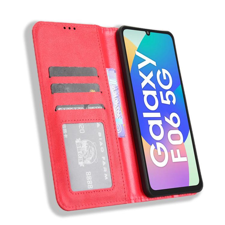 For Samsung Galaxy F06 5G / M06 5G Magnetic Buckle Retro Texture Leather Phone Case