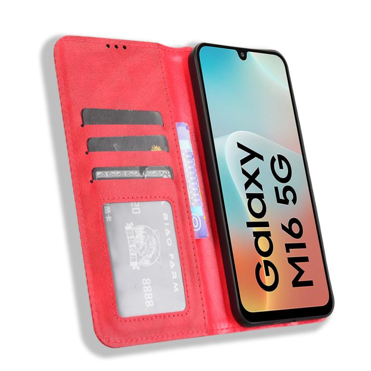 For Samsung Galaxy F16 5G / M16 5G Magnetic Buckle Retro Texture Leather Phone Case