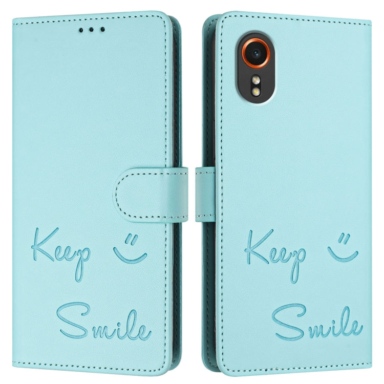 For Samsung Galaxy XCover 7 Smile Embossing RFID Leather Phone Case