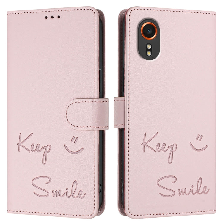 For Samsung Galaxy XCover 7 Smile Embossing RFID Leather Phone Case