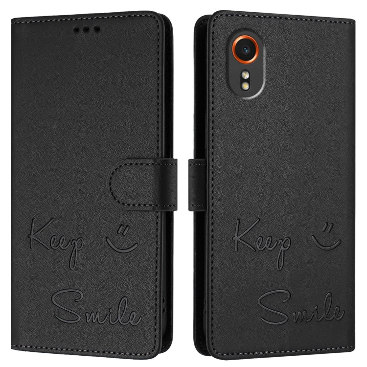 For Samsung Galaxy XCover 7 Smile Embossing RFID Leather Phone Case