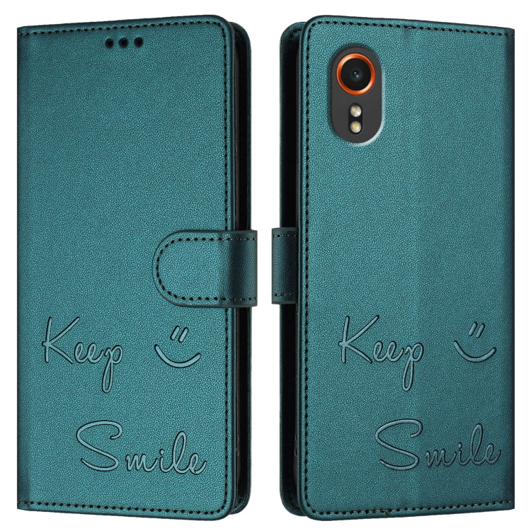 For Samsung Galaxy XCover 7 Smile Embossing RFID Leather Phone Case