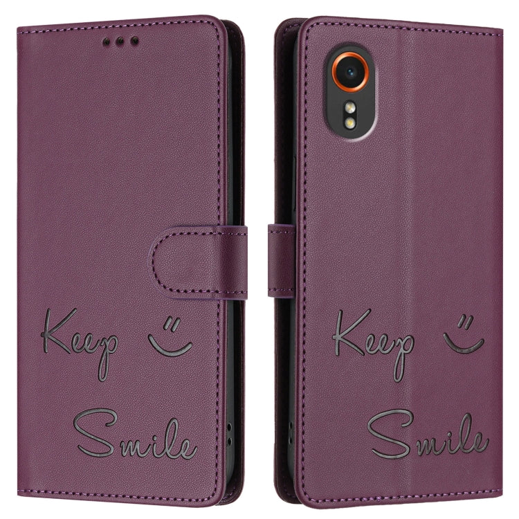 For Samsung Galaxy XCover 7 Smile Embossing RFID Leather Phone Case
