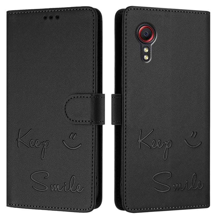 For Samsung Galaxy XCover 5 Smile Embossing RFID Leather Phone Case