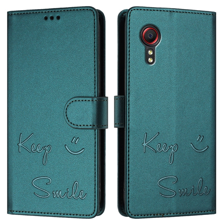 For Samsung Galaxy XCover 5 Smile Embossing RFID Leather Phone Case