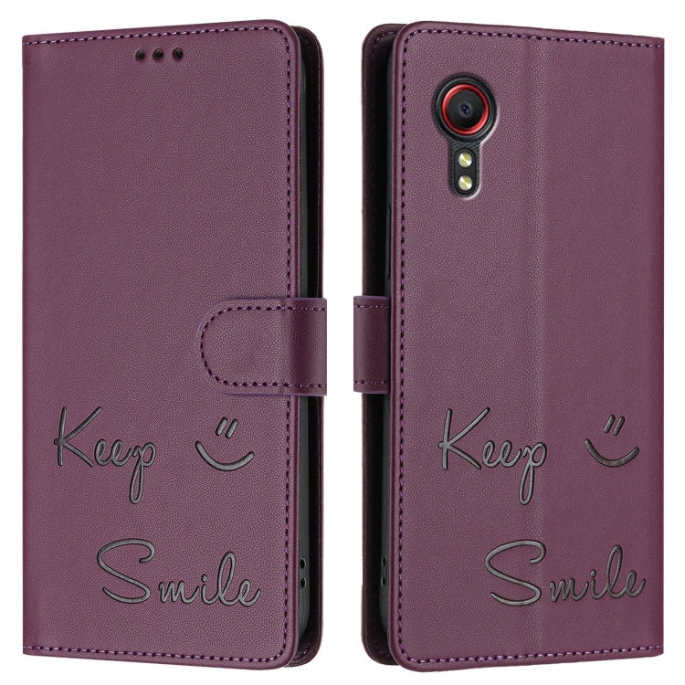 For Samsung Galaxy XCover 5 Smile Embossing RFID Leather Phone Case