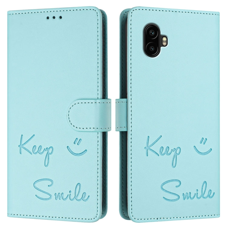 For Samsung Galaxy XCover6 Pro Smile Embossing RFID Leather Phone Case