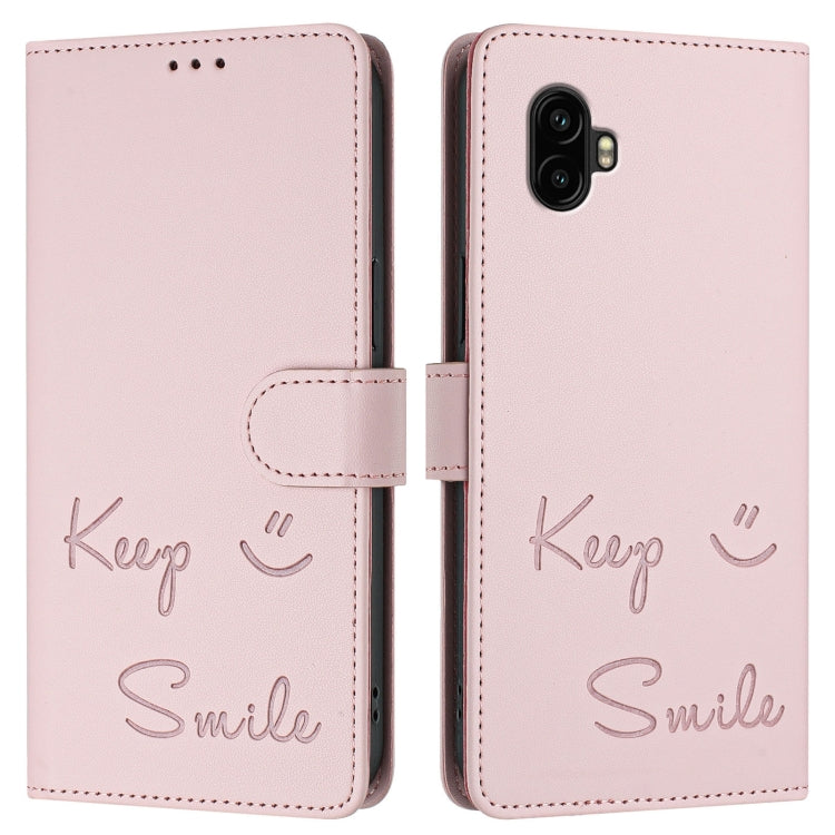 For Samsung Galaxy XCover6 Pro Smile Embossing RFID Leather Phone Case