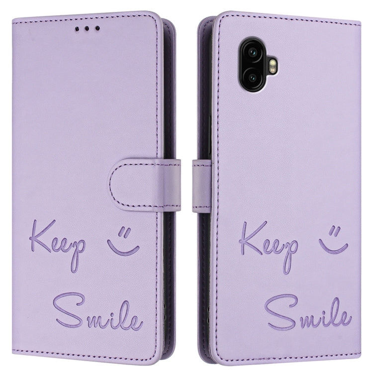 For Samsung Galaxy XCover6 Pro Smile Embossing RFID Leather Phone Case