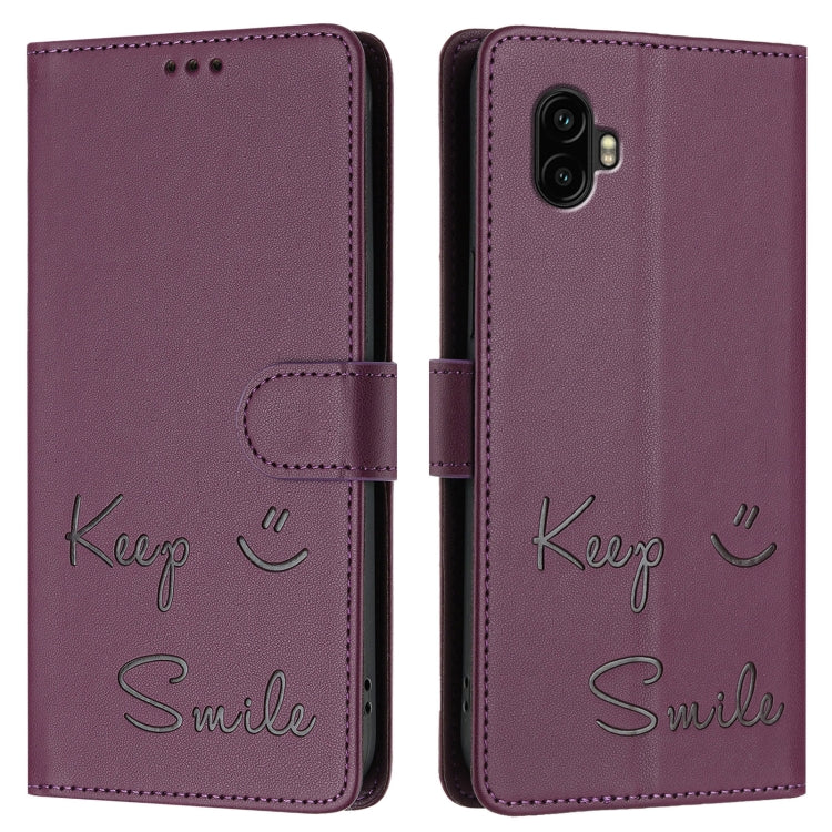 For Samsung Galaxy XCover6 Pro Smile Embossing RFID Leather Phone Case