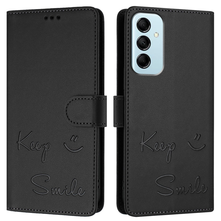 For Samsung Galaxy M14 5G Global Smile Embossing RFID Leather Phone Case