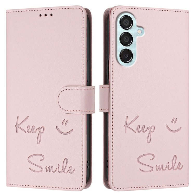 For Samsung Galaxy M15 / F15 5G Global Smile Embossing RFID Leather Phone Case