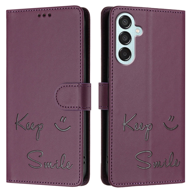 For Samsung Galaxy M15 / F15 5G Global Smile Embossing RFID Leather Phone Case
