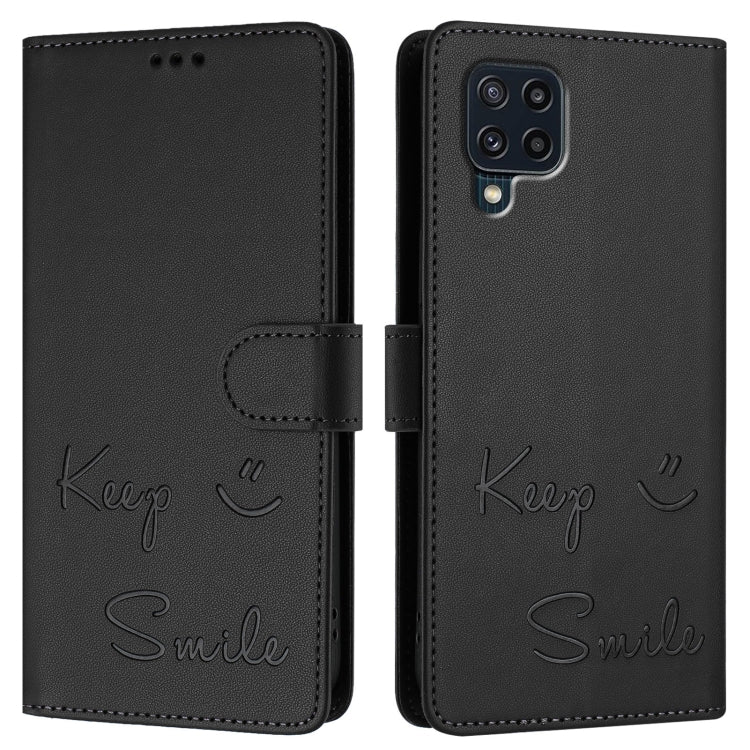 For Samsung Galaxy M32 4G / M22 Smile Embossing RFID Leather Phone Case