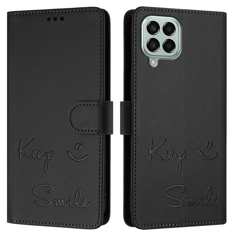 For Samsung Galaxy M33 5G Global Smile Embossing RFID Leather Phone Case