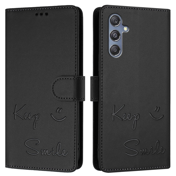 For Samsung Galaxy M34 5G / F34 5G Smile Embossing RFID Leather Phone Case