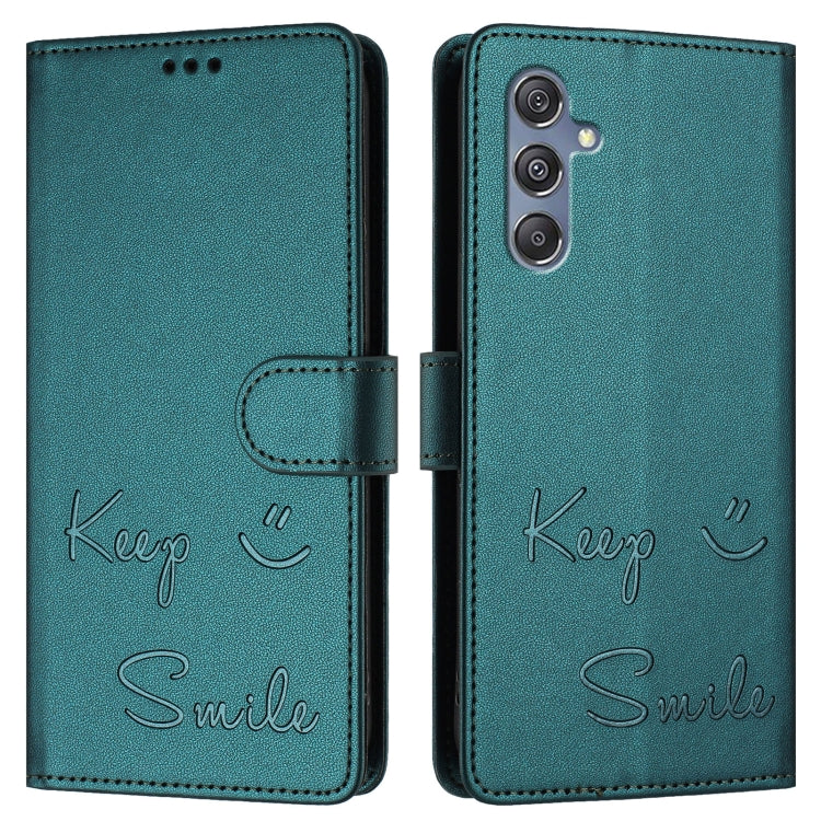 For Samsung Galaxy M34 5G / F34 5G Smile Embossing RFID Leather Phone Case