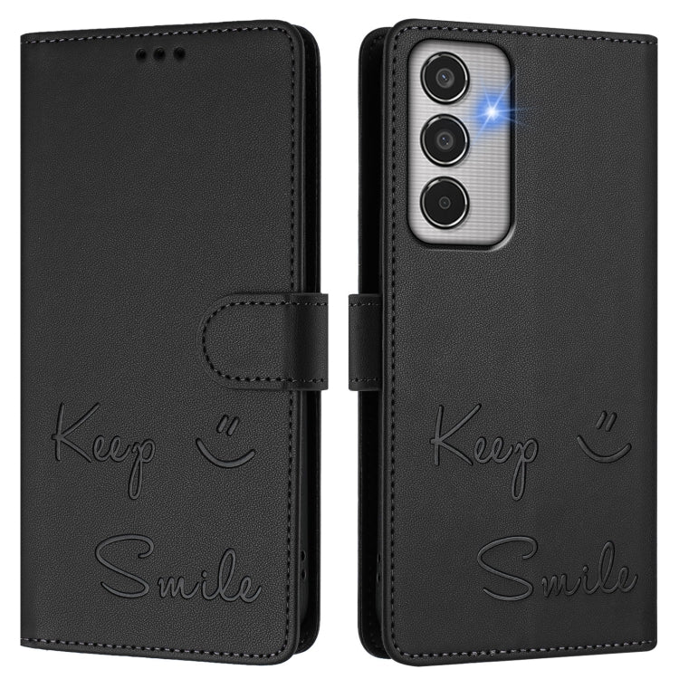 For Samsung Galaxy M35 Smile Embossing RFID Leather Phone Case
