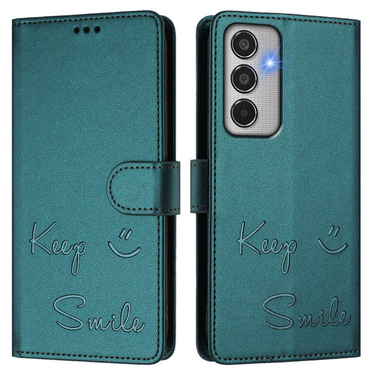 For Samsung Galaxy M35 Smile Embossing RFID Leather Phone Case