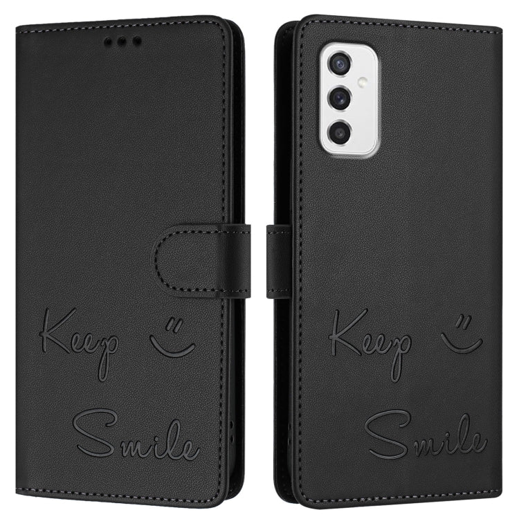 For Samsung Galaxy M52 5G Smile Embossing RFID Leather Phone Case