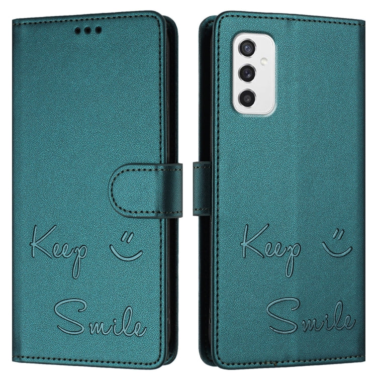 For Samsung Galaxy M52 5G Smile Embossing RFID Leather Phone Case