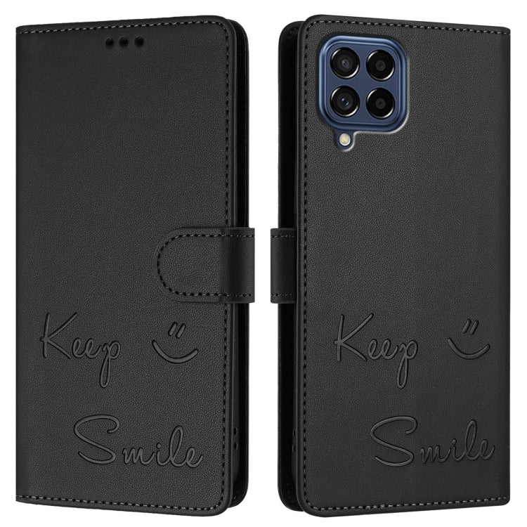 For Samsung Galaxy M53 5G Smile Embossing RFID Leather Phone Case