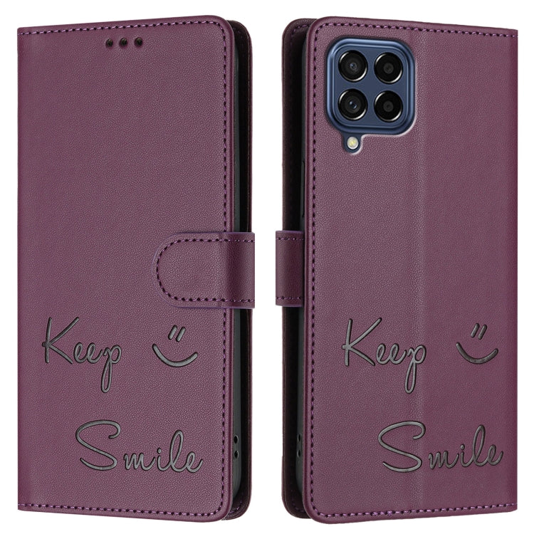 For Samsung Galaxy M53 5G Smile Embossing RFID Leather Phone Case